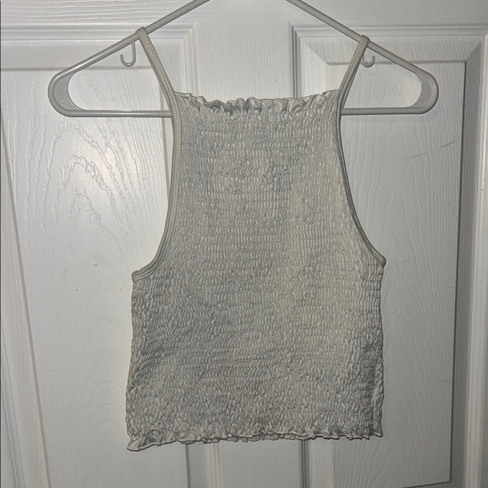 Gray Ribbed Crop Tank Top